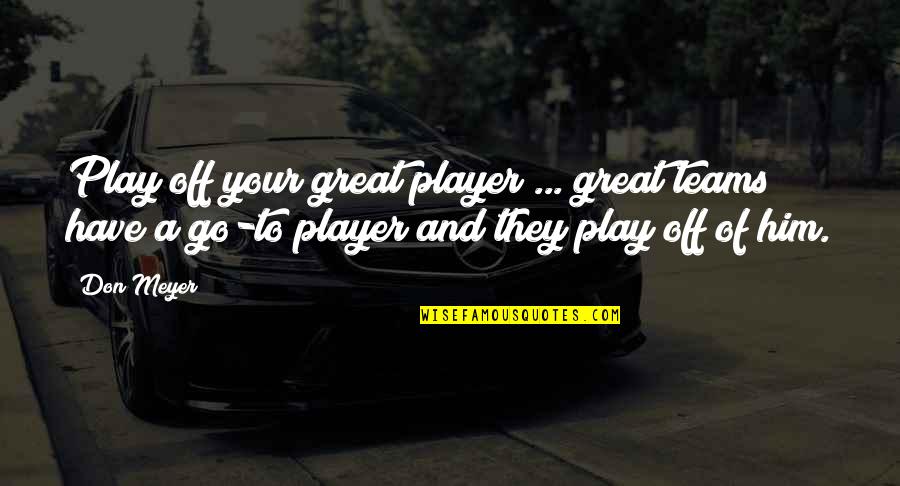 Malleus Maleficarum Misogyny Quotes By Don Meyer: Play off your great player ... great teams Malleus Maleficarum Misogyny Quotes By Don Meyer: Play off your great player ... great teams