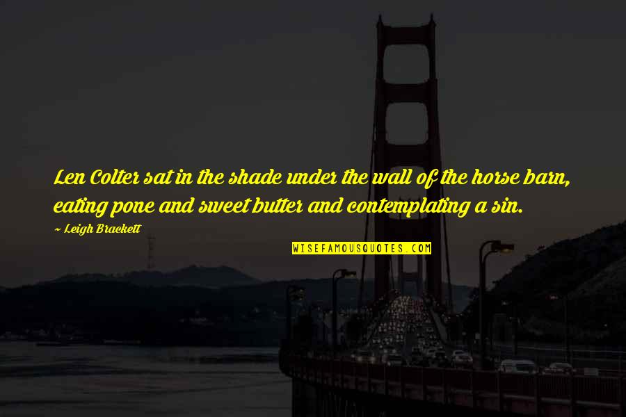 Mallikarjuna Theatre Quotes By Leigh Brackett: Len Colter sat in the shade under the Mallikarjuna Theatre Quotes By Leigh Brackett: Len Colter sat in the shade under the