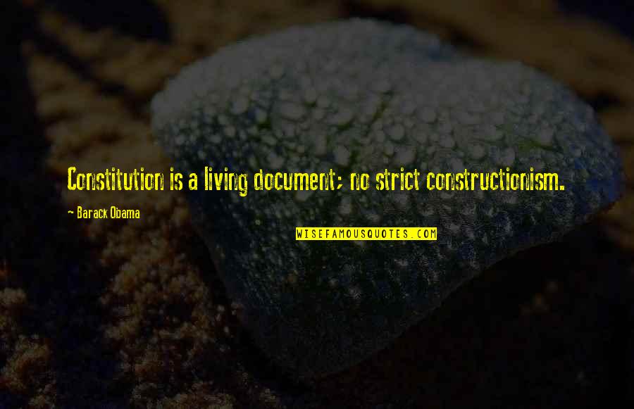 Mallin Replacement Quotes By Barack Obama: Constitution is a living document; no strict constructionism.