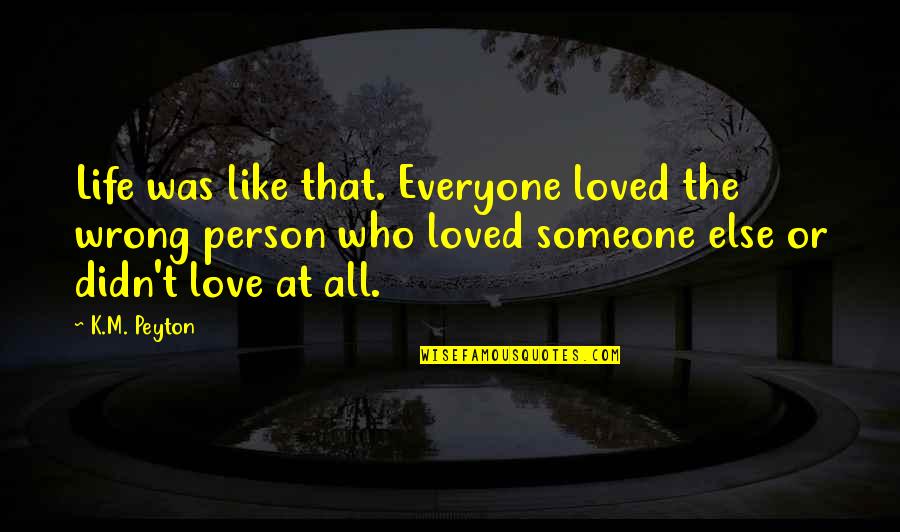 Mallin Replacement Quotes By K.M. Peyton: Life was like that. Everyone loved the wrong