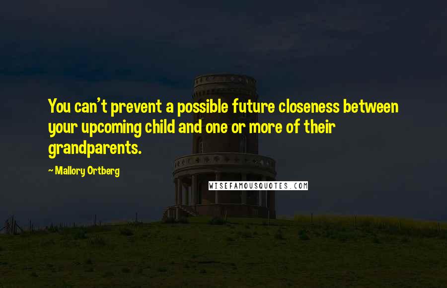 Mallory Ortberg quotes: You can't prevent a possible future closeness between your upcoming child and one or more of their grandparents.