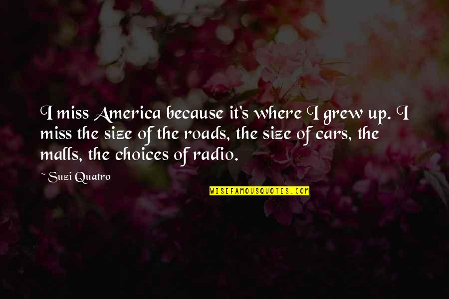 Malls Quotes By Suzi Quatro: I miss America because it's where I grew Malls Quotes By Suzi Quatro: I miss America because it's where I grew