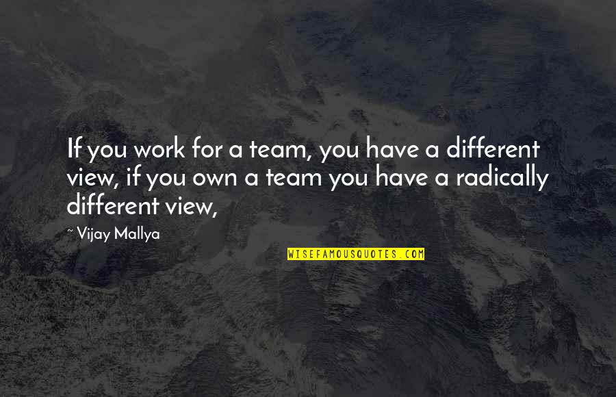 Mallya Quotes By Vijay Mallya: If you work for a team, you have