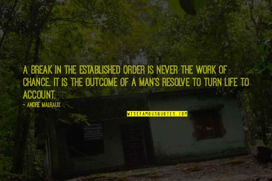 Malraux Quotes By Andre Malraux: A break in the established order is never