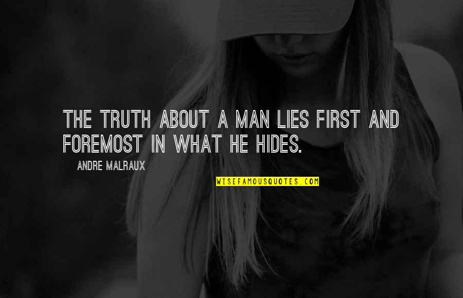 Malraux Quotes By Andre Malraux: The truth about a man lies first and