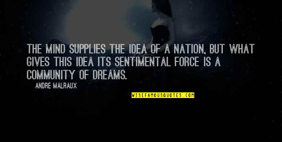 Malraux Quotes By Andre Malraux: The mind supplies the idea of a nation, Malraux Quotes By Andre Malraux: The mind supplies the idea of a nation,