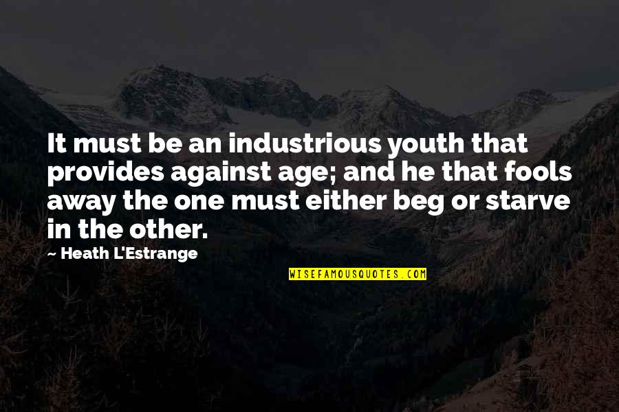 Maltezos Rooms Quotes By Heath L'Estrange: It must be an industrious youth that provides