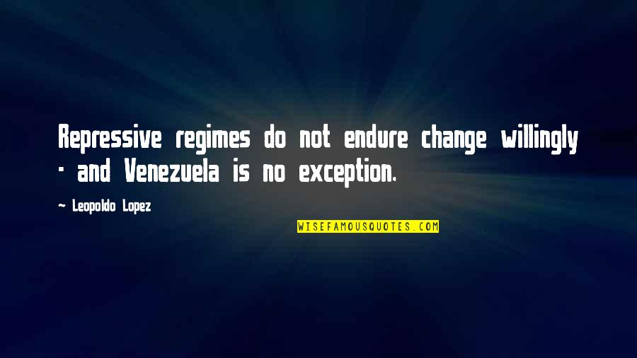 Maman Et Fille Quotes By Leopoldo Lopez: Repressive regimes do not endure change willingly -