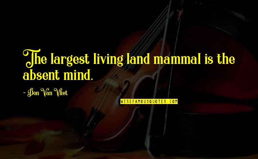 Mammal Quotes By Don Van Vliet: The largest living land mammal is the absent Mammal Quotes By Don Van Vliet: The largest living land mammal is the absent