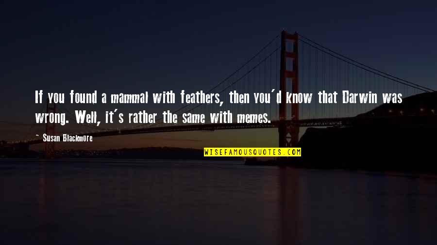 Mammals Quotes By Susan Blackmore: If you found a mammal with feathers, then