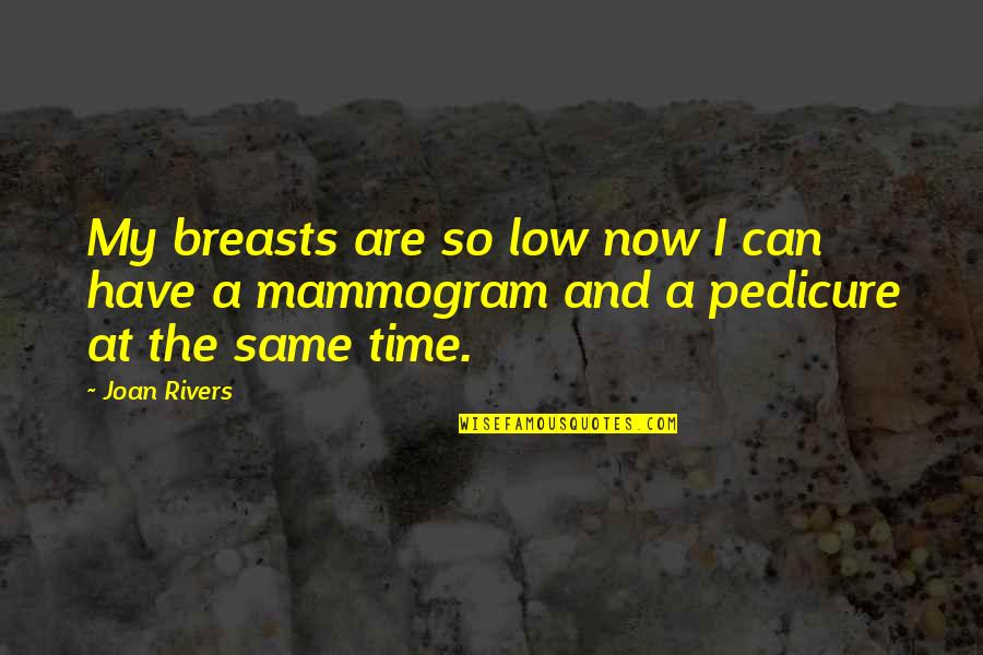 Mammogram Quotes By Joan Rivers: My breasts are so low now I can