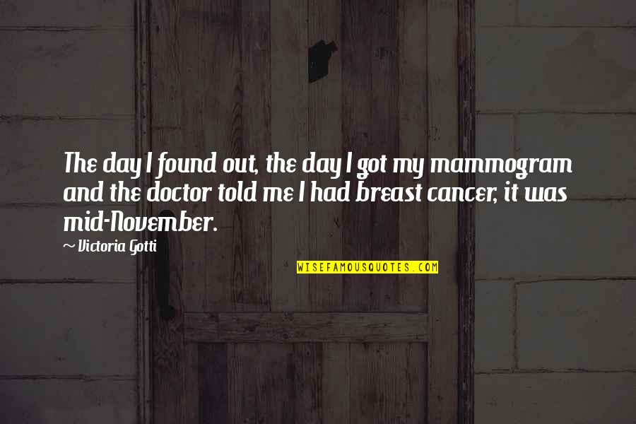 Mammogram Quotes By Victoria Gotti: The day I found out, the day I