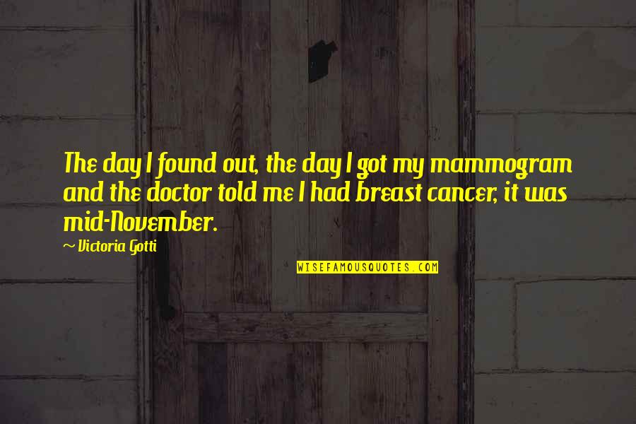 Mammograms Quotes By Victoria Gotti: The day I found out, the day I
