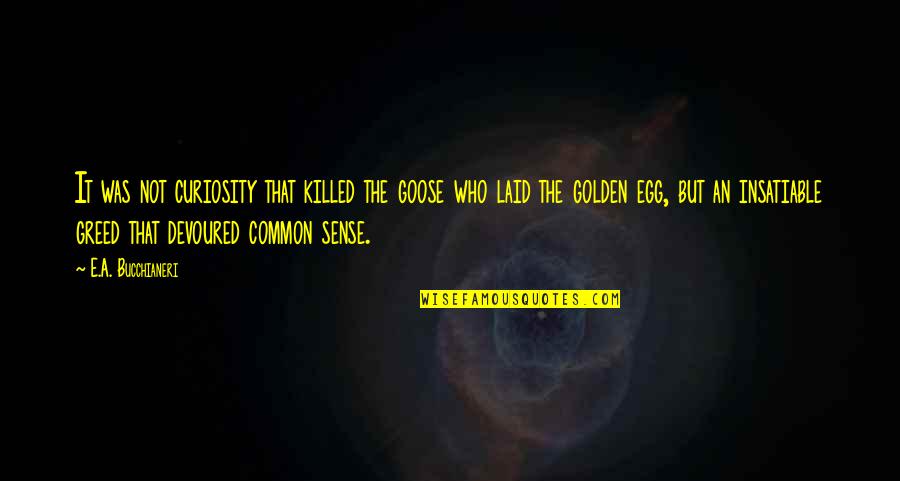 Mammon's Quotes By E.A. Bucchianeri: It was not curiosity that killed the goose Mammon's Quotes By E.A. Bucchianeri: It was not curiosity that killed the goose