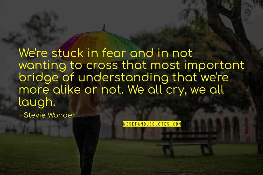 Mamono Wo Quotes By Stevie Wonder: We're stuck in fear and in not wanting Mamono Wo Quotes By Stevie Wonder: We're stuck in fear and in not wanting