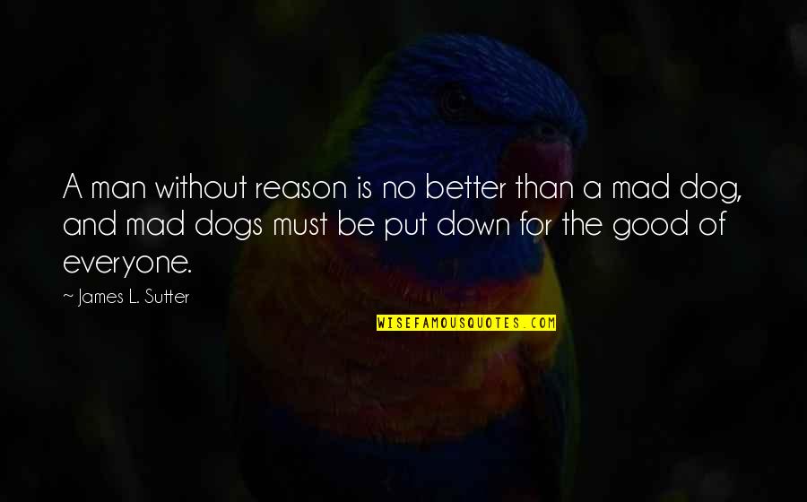 Man And Dog Quotes By James L. Sutter: A man without reason is no better than