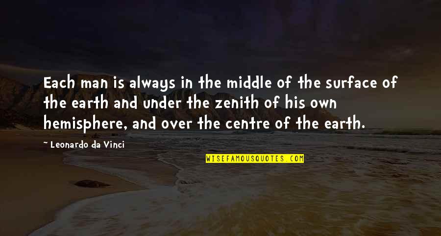 Man And Earth Quotes By Leonardo Da Vinci: Each man is always in the middle of