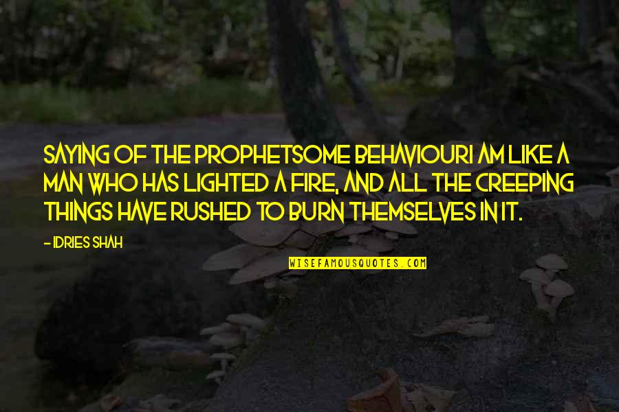 Man And Fire Quotes By Idries Shah: Saying of the ProphetSome behaviourI am like a