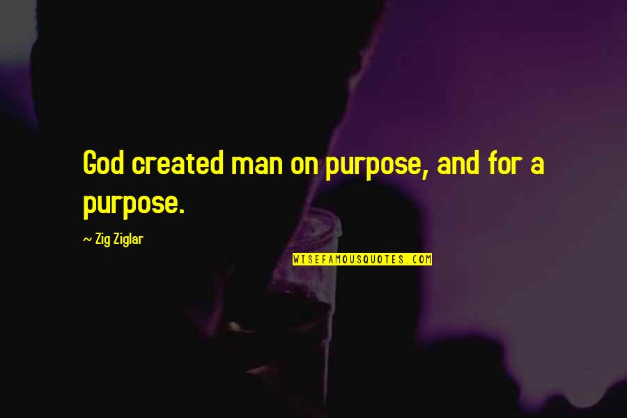 Man And God Quotes By Zig Ziglar: God created man on purpose, and for a