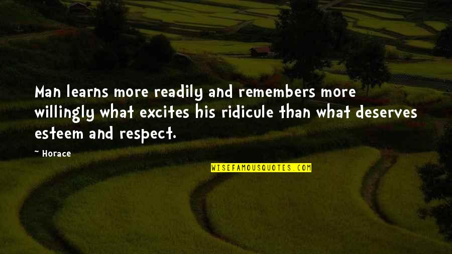 Man And Respect Quotes By Horace: Man learns more readily and remembers more willingly