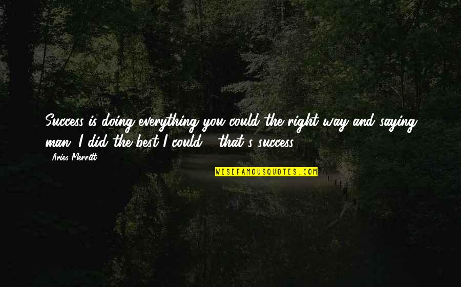Man And Success Quotes By Aries Merritt: Success is doing everything you could the right