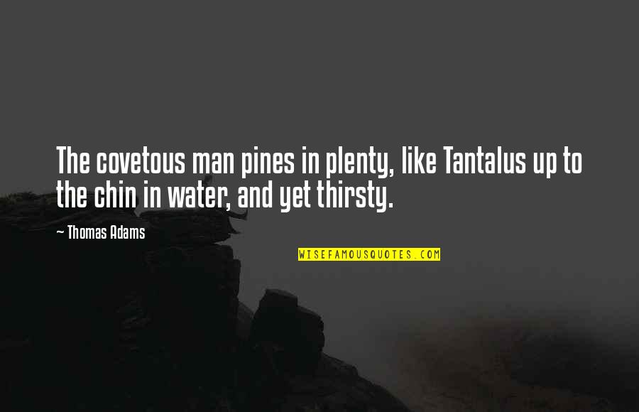 Man And Water Quotes By Thomas Adams: The covetous man pines in plenty, like Tantalus