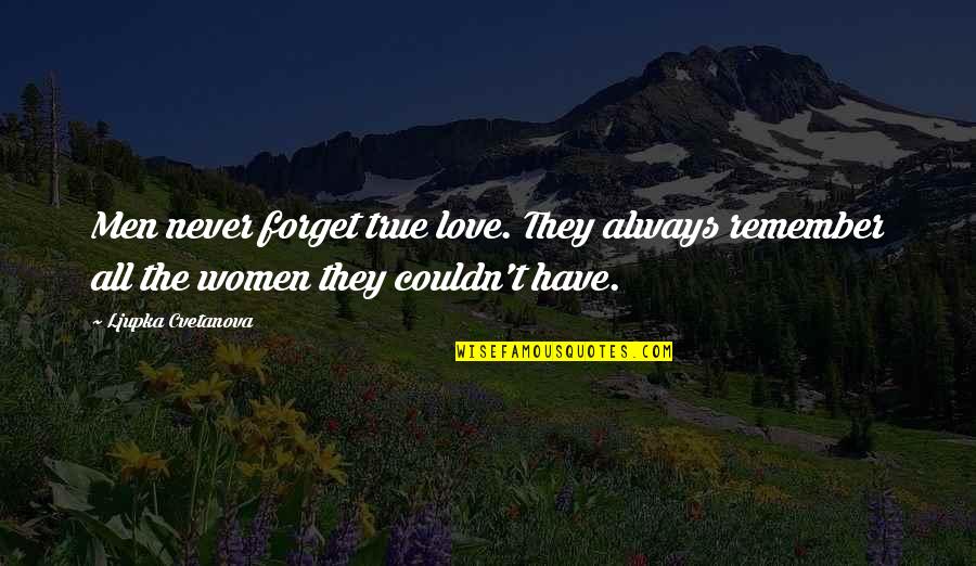 Man And Woman Quote Quotes By Ljupka Cvetanova: Men never forget true love. They always remember