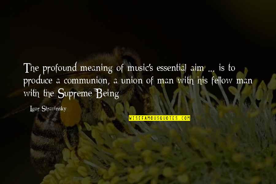Man Being A Man Quotes By Igor Stravinsky: The profound meaning of music's essential aim ...