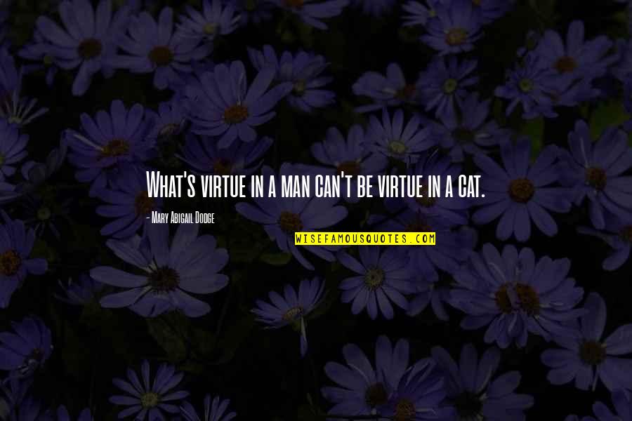 Man Cat Quotes By Mary Abigail Dodge: What's virtue in a man can't be virtue Man Cat Quotes By Mary Abigail Dodge: What's virtue in a man can't be virtue