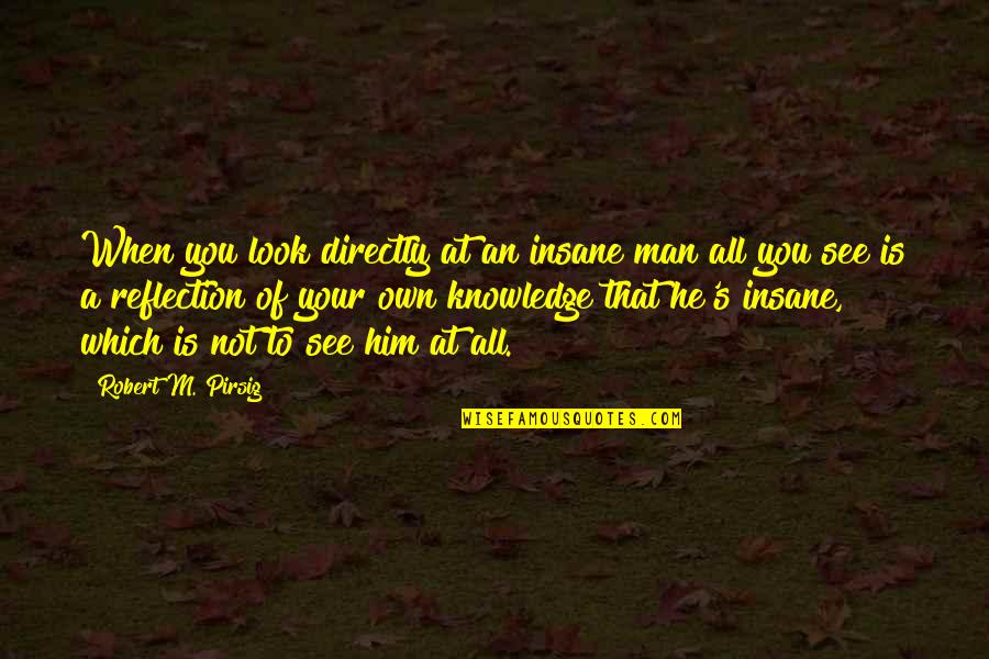 Man Depression Quotes By Robert M. Pirsig: When you look directly at an insane man Man Depression Quotes By Robert M. Pirsig: When you look directly at an insane man