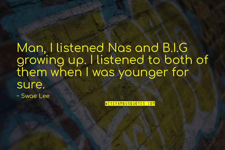 Man Growing Up Quotes By Swae Lee: Man, I listened Nas and B.I.G growing up. Man Growing Up Quotes By Swae Lee: Man, I listened Nas and B.I.G growing up.