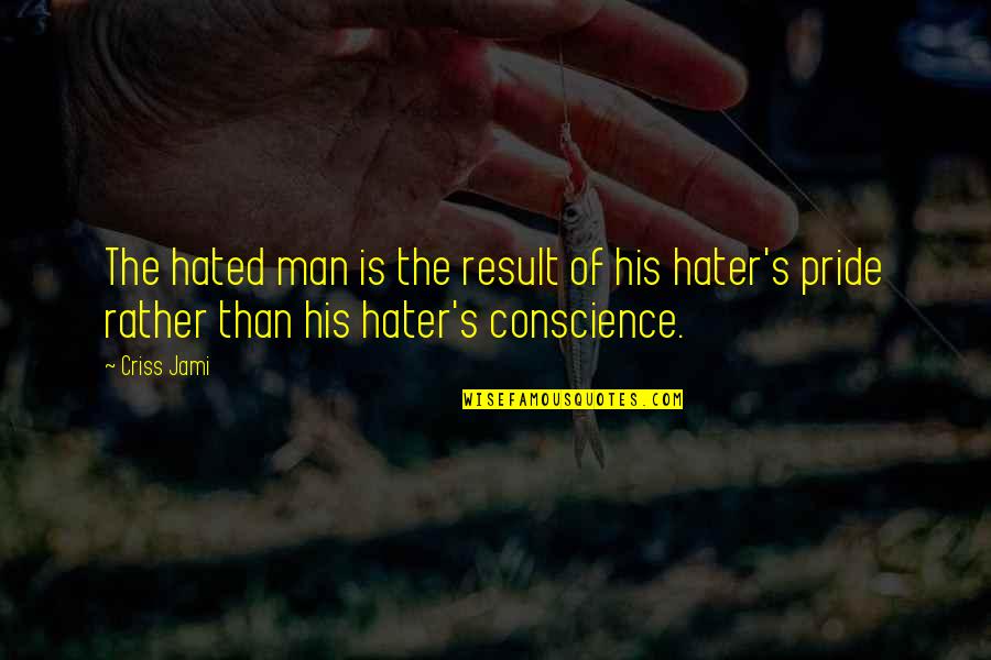Man Hater Quotes By Criss Jami: The hated man is the result of his