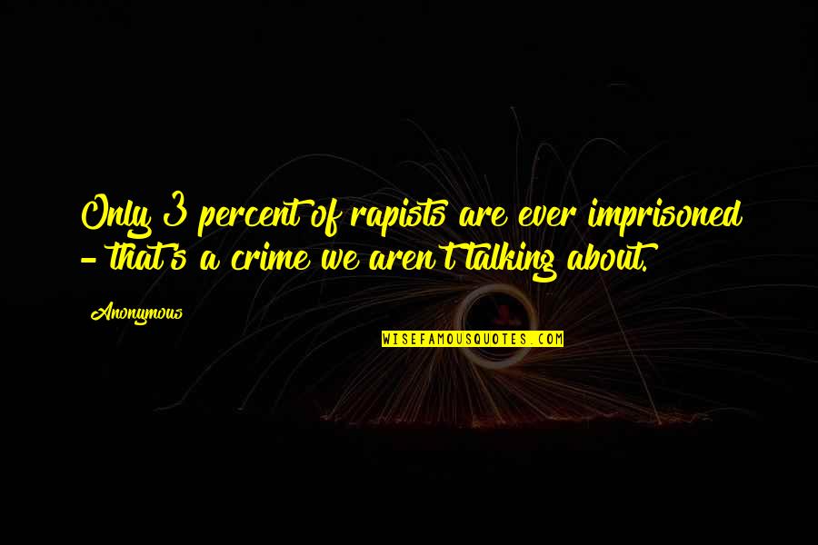 Man In The Arena Roosevelt Quotes By Anonymous: Only 3 percent of rapists are ever imprisoned