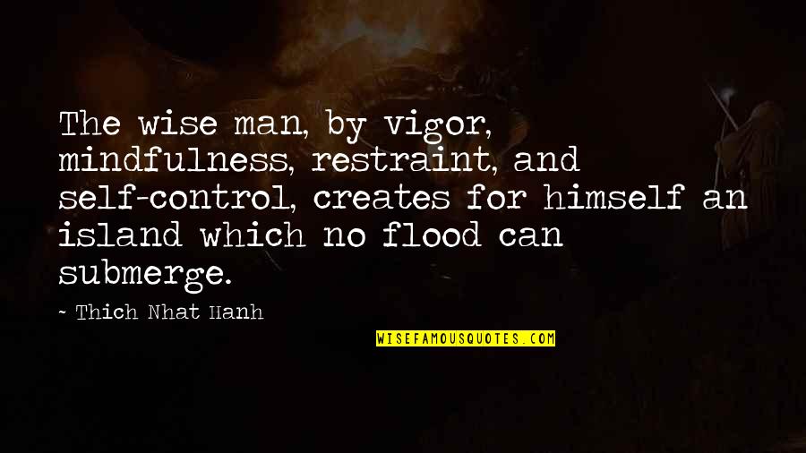 Man Island Quotes By Thich Nhat Hanh: The wise man, by vigor, mindfulness, restraint, and
