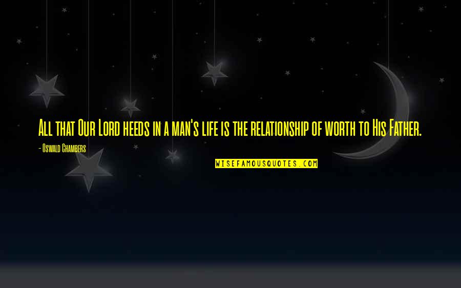 Man Of Worth Quotes By Oswald Chambers: All that Our Lord heeds in a man's Man Of Worth Quotes By Oswald Chambers: All that Our Lord heeds in a man's