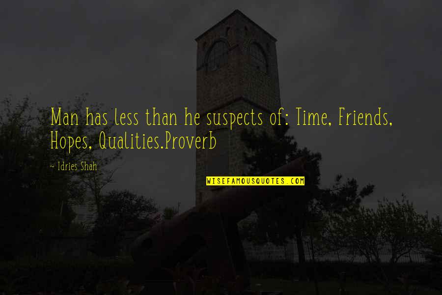 Man Qualities Quotes By Idries Shah: Man has less than he suspects of: Time,