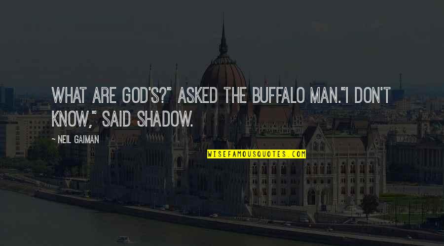 Man Shadow Quotes By Neil Gaiman: What are god's?" asked the buffalo man."I don't