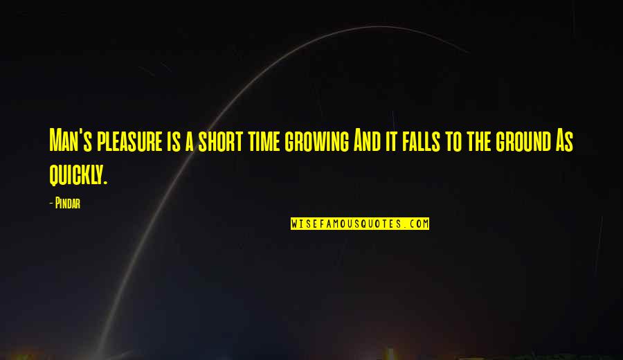 Man Short Quotes By Pindar: Man's pleasure is a short time growing And
