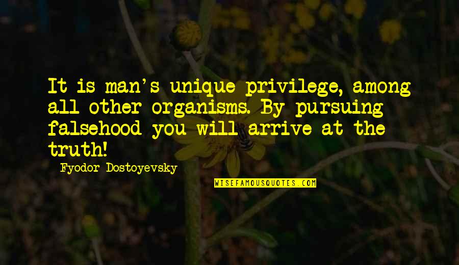 Man Truth Quotes By Fyodor Dostoyevsky: It is man's unique privilege, among all other Man Truth Quotes By Fyodor Dostoyevsky: It is man's unique privilege, among all other