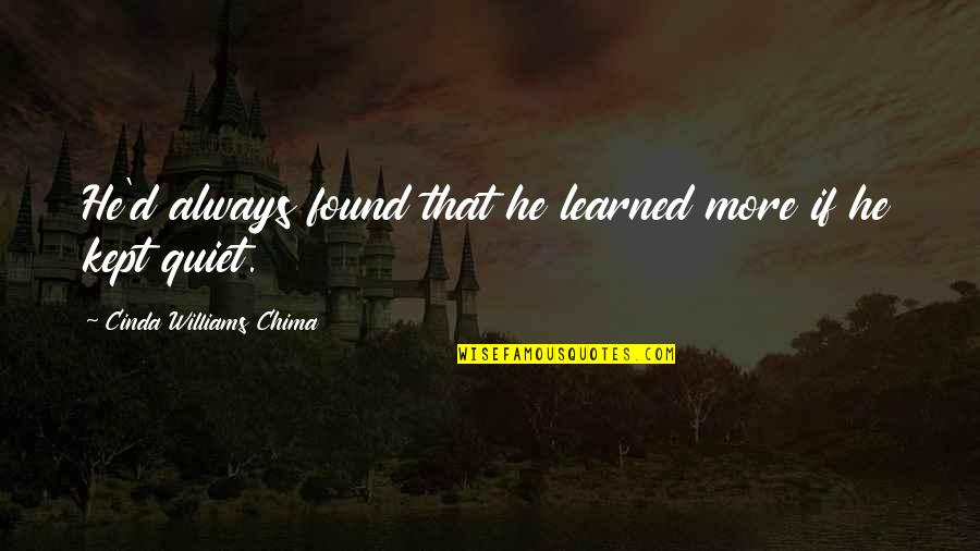Man Under The Thumb Quotes By Cinda Williams Chima: He'd always found that he learned more if Man Under The Thumb Quotes By Cinda Williams Chima: He'd always found that he learned more if