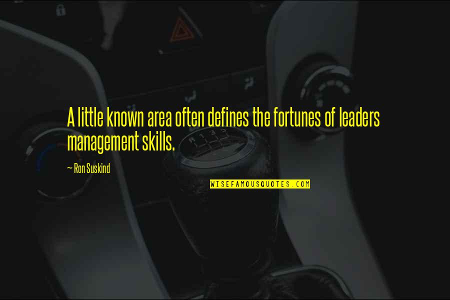 Management And Leadership Quotes By Ron Suskind: A little known area often defines the fortunes