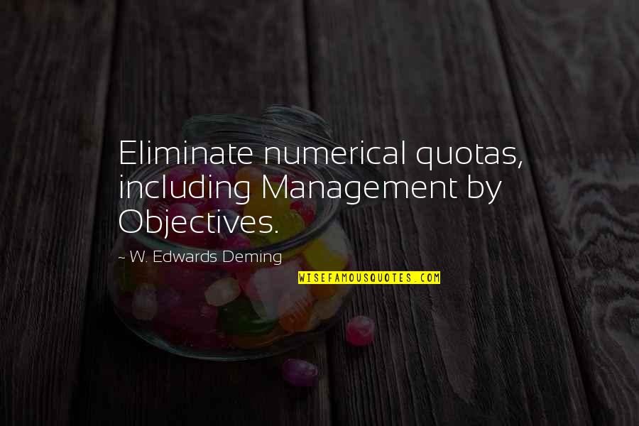 Management By Objectives Quotes By W. Edwards Deming: Eliminate numerical quotas, including Management by Objectives.