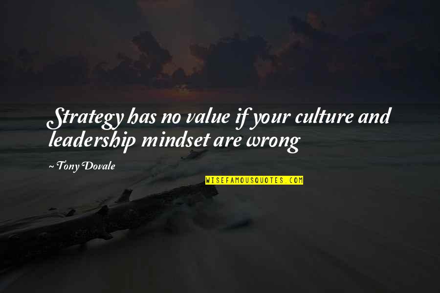 Management Change Quotes By Tony Dovale: Strategy has no value if your culture and