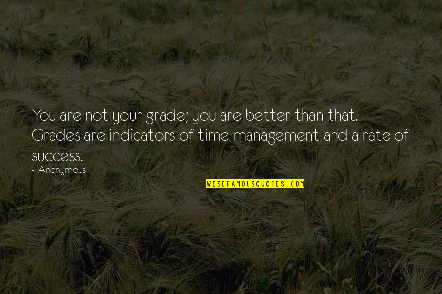 Management Of Time Quotes By Anonymous: You are not your grade; you are better