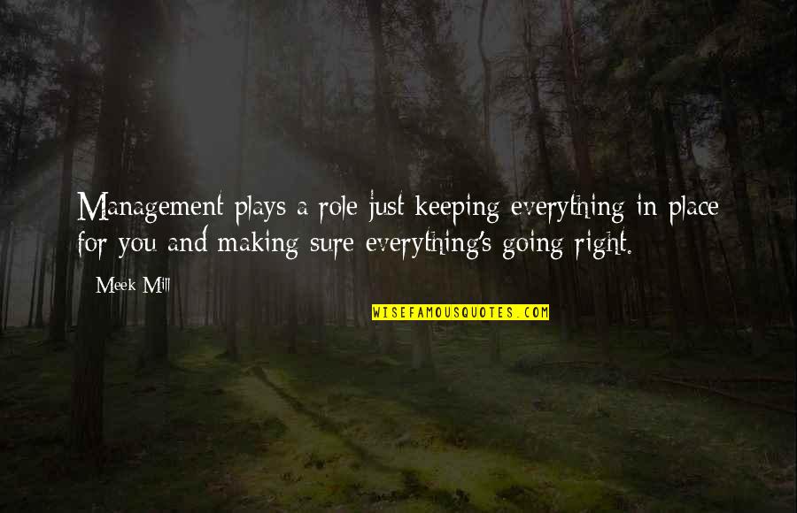 Management Roles Quotes By Meek Mill: Management plays a role just keeping everything in