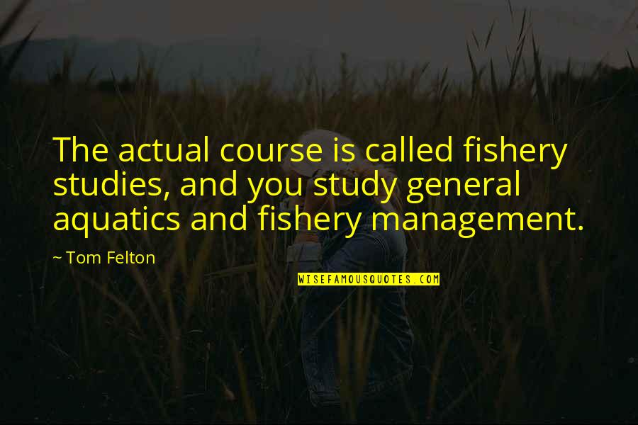 Management Studies Quotes By Tom Felton: The actual course is called fishery studies, and