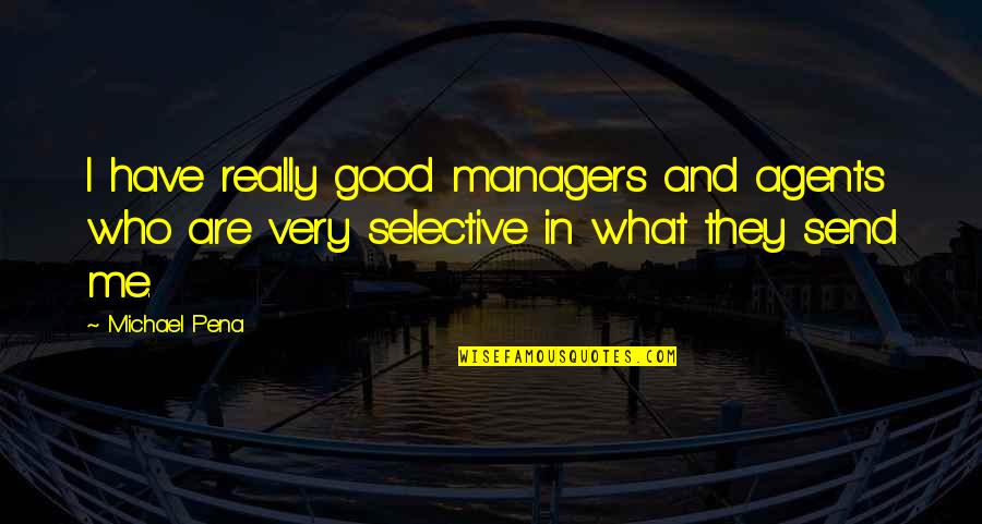 Managers Are Quotes By Michael Pena: I have really good managers and agents who