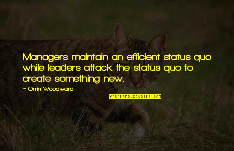 Managers Vs Leaders Quotes By Orrin Woodward: Managers maintain an efficient status quo while leaders