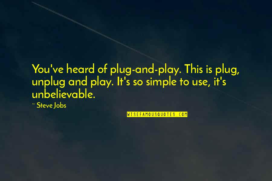 Manages Complexity Quotes By Steve Jobs: You've heard of plug-and-play. This is plug, unplug