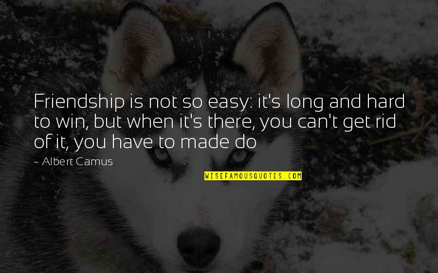 Manali Trip Quotes By Albert Camus: Friendship is not so easy: it's long and